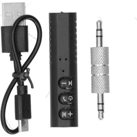 Receptor de música Bluetooth para coche, adaptador de audio inalámbrico portátil con entrada auxiliar de 3,5 mm para auriculares. (1/4)
