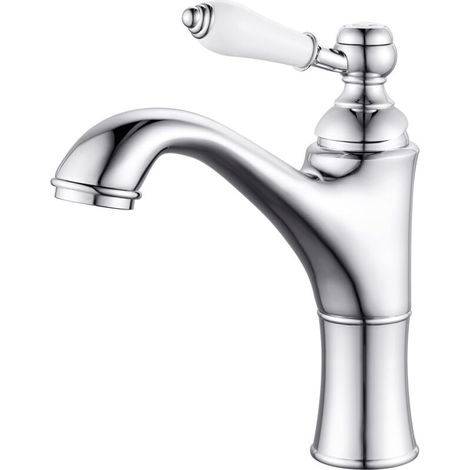 G3/8,Robinet Salle de Bain Chromé, Mitigeur Lavabo Monocommande en Laiton, Robinet Lavabo Salle de Bain avec Poignée en Céramique (1/5)