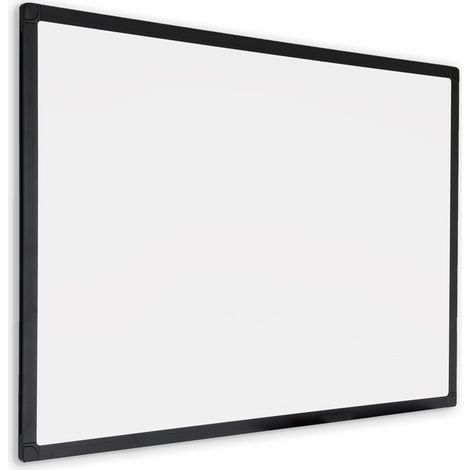 Pizarra blanca con marco negro - Esmaltada - Magnética - 60x90 cm