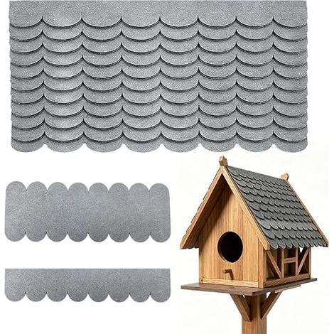 26 Pièces Bardeau Bitume Toiture Autocollant, Mini Tuiles pour Toiture pour Nichoir à Oiseaux, Shingle pour Clapier, Hôtel à Insectes, Cabane d'arbre, Abri de Jardin (1/5)