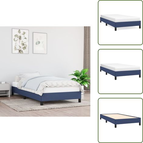 Bettgestell ohne Matratze Blau 100x200 cm Stoff - Bettrahmen - Doppelbett - Blau - Holzrahmen - Lattenrost (1/5)