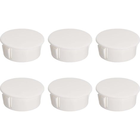 Lot de 6 cache-trous ronds en nylon pour chemin de fer électrifié, protection d'isolation des fils de grille électrique – 25 mm x 11 mm, blanc (1/4)