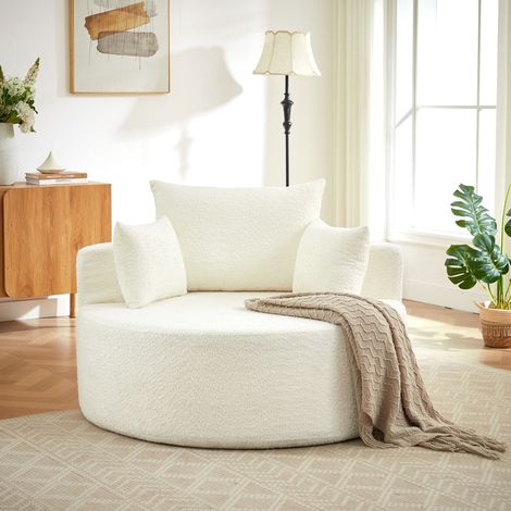 Fauteuil individuel en mousse chenille, sans montage requis, fauteuil-lit moderne et moelleux pour salon, chambre, espace lounge et salle d’exposition (1/5)