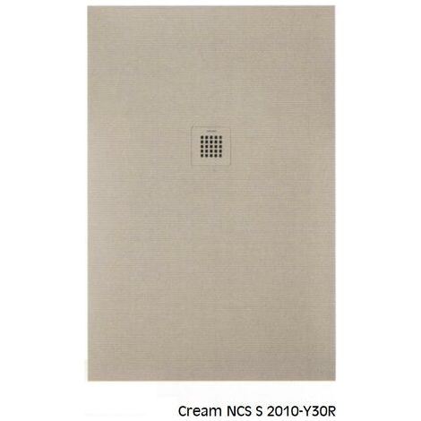 SANYCCES STRATO Rechteckige Duschwanne Mineralwerkstoff rutschfest 100 x 70 cm beige Ablauf in chrom (1/5)