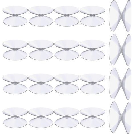 Ventouses Double Face, 20 Pièces 3 cm Ventouses Transparentes, Extra Fortes PVC Plastique Suspension Rideau Isolant Ventouse pour Miroir De Table En Verre, Miroir de fenêtre de salle (1/5)