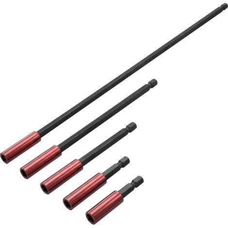5 Pièces Rallonge Embout Visseuse, Rallonge D'Embout Magnétique Porte Embouts Hexagonaux 1/4 Pouce avec Longueurs de 50 à 300 mm pour Perceuses Tournevis Électriques et Outils de Bricolage (1/5)