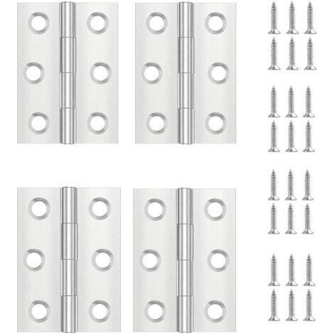 4 Pieces Door Hinge, Stainless Steel Hinge, Invisible Hinge, Flat Hinge, Furniture Hardware for Cabinet Door/Small Door/Drawer/Window (1/5)