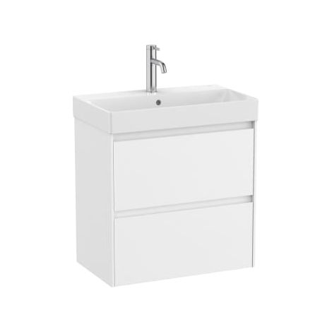 MUEBLE LAVABO BLANCO 600X360 ONA COMPACT 2 CAJONES LED BLANCO MATE
