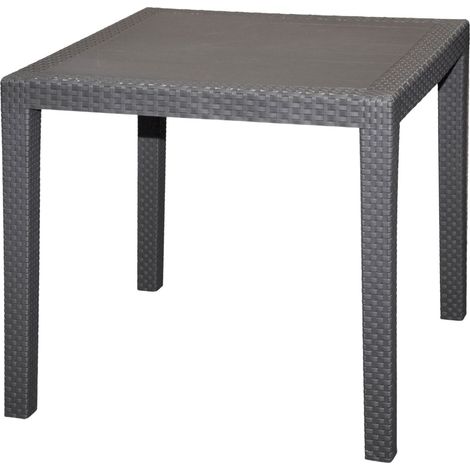 Spetebo – Table de jardin en plastique anthracite – 4 places – 79 x 79 cm – Hauteur 72 cm – Résistante aux intempéries – Montage rapide