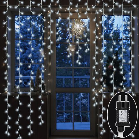 Randaco 30m 300 LED Lichterkette Eisregen LED-Lichtervorhang Weihnachtsbaumbeleuchtung Weihnachtsbeleuchtung Innen Außen Deko 8 Modi Kaltweiß