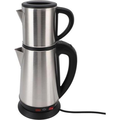 Hervidor eléctrico doble turco (1L + 2L) de acero inoxidable, para té negro e infusiones, enchufe europeo de 220V.