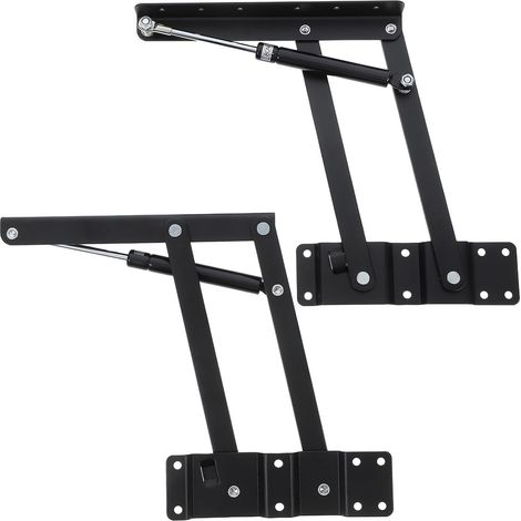 Charnière de Table Basse Relevable en Fer Noir, Lot de 2 Pièces Support Pneumatique Stable, Design Pliable, Usage Maison et Extérieur, Format Portable (1/5)