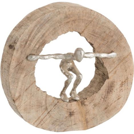 Statuette Déco "Saut" 29cm Naturel & Argent