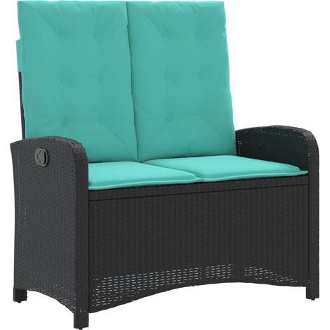 Gartenbank Verstellbar mit Kissen Schwarz Poly Rattan vidaXL