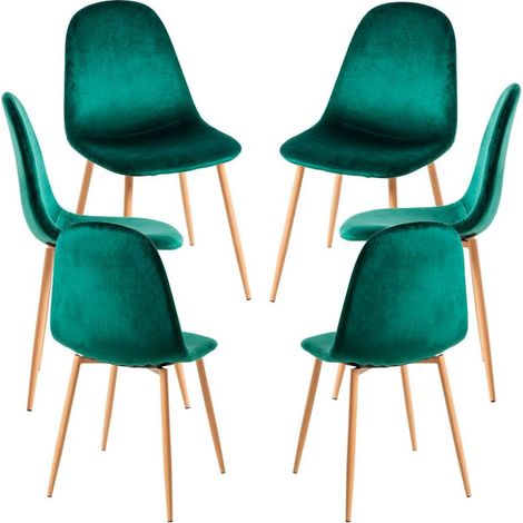 Packs Sillas Comedor - Pack 6 Sillas Teok Terciopelo - Verde oscuro (1/5)