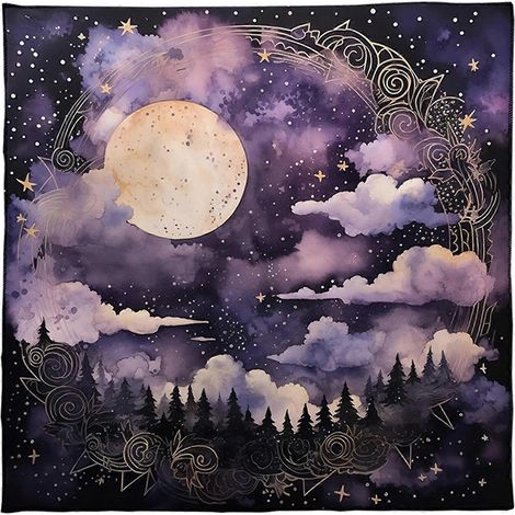 Tapis de divination carré pour jeux de société, nappe d'autel, sous-tapis de cartes, tapis de jeu mystérieux, 50 x 50 cm (1/5)