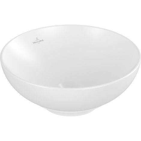 Lavabo sobre encimera redondo 38 x 38 VILLEROY ET BOCH Loop & Friends piedra sin moler blanco con rebosadero (1/2)