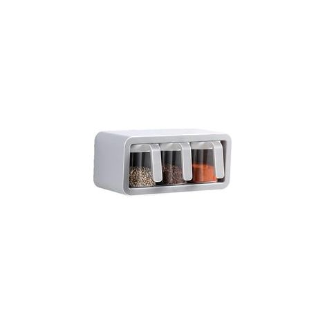 Boîte à épices murale de cuisine à plusieurs compartiments, rangement assaisonnement pour maison, bar, barbecue, pique-nique (Gris 3)– (1/5)