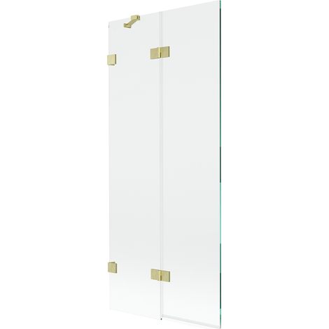 Mexen Lunar Duschwand 2-teilig links 80 x 150 cm, transparent, gebürstetes Gold - 897-080-100-55-00-L (1/5)