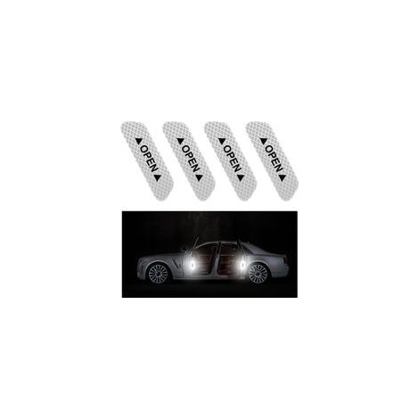 4 Pièces Autocollant De Porte De Voiture, Rappel D'ouverture De Porte Autocollant, Anti-Collision Étanche Autocollants Réfléchissants, Voiture Accessoires Extérieur Intérieur(Argent) (1/5)