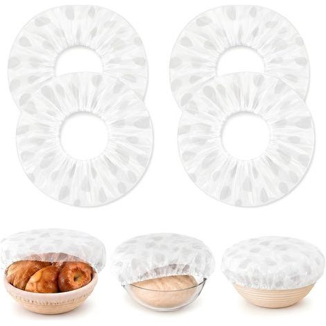4 Pièces Housses Banneton pour Pain avec Élastique, Couvercles Alimentaires Réutilisables, Couvre-Pâte pour Levain, Accessoires de Boulangerie, Couvre-Bols, Fruits, Pâtisserie, Cuisine, 28 cm (1/5)