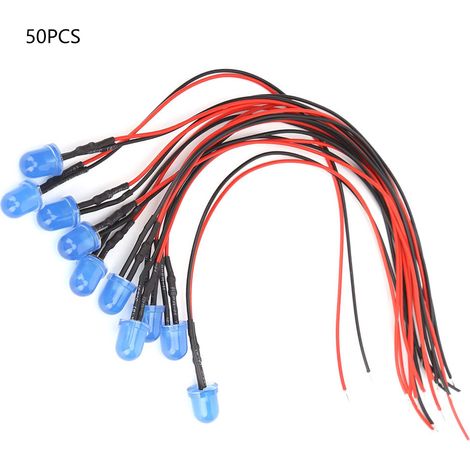 50pcs Led 12v 8mm - Fil Cuivre Pur 26awg 20cm - Pour Projets Electroniques Et Modelisme - Lot De 50 (1/5)