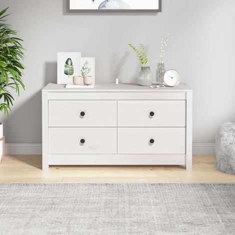 Armoire latérale Bibliothèque - Meuble de Rangement Style Contemporain Blanc 100x40x54 cm Bois de pin massif BV489412 - BonneVie (1/5)