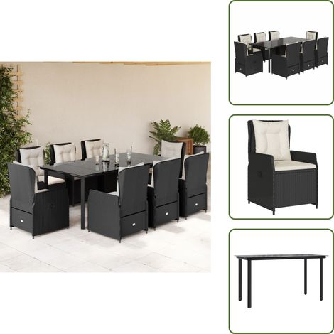 Cuscini da seduta - vidaXL Set da Pranzo da Giardino 9 pz con Cuscini Nero in Polyrattan - Cuscini per schienale