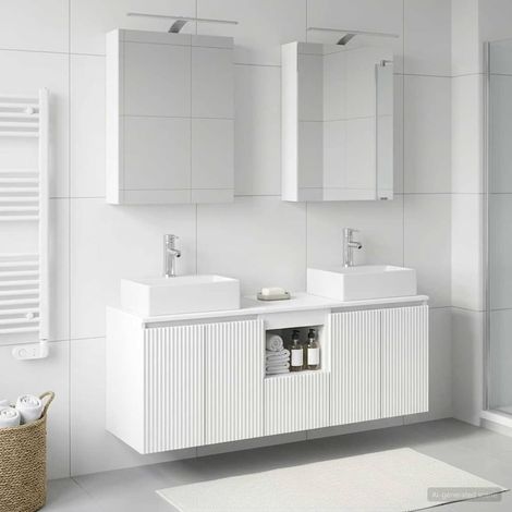 vidaXL Bathroom Cabinet Set 5 pcs White Engineered Wood (1/5)