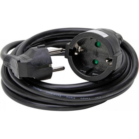 Kopp - Verlängerung, Schutzkontakt-Stecker und Schutzkontakt-Kupplung mit 3m Leitung, Schwarz - 143205043