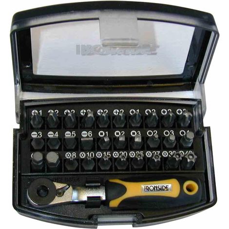 Bitsatz 31-teilig, aus S2-Stahl, PH + PZ + SL + Hex + TX, inklusive Ratsche (1/2)