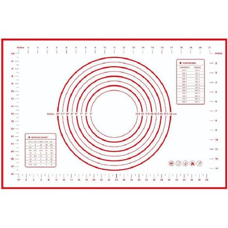 Silikon-Backmatte, antihaftbeschichtete Silikon-Backmatte, rote Teigmatte, Maße 60 x 40 cm, Silikon-Backmatte für Gebäck, Pizza und Kekse (1/4)
