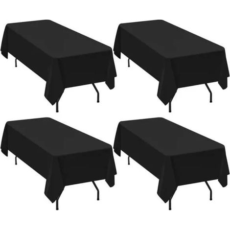 Nappe de table - Polyester - Noir - 137 x 275 cm - Infroissable - Lavable en machine (1/4)