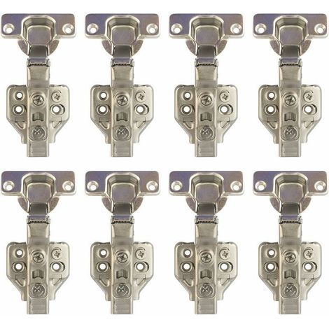 Halbüberlappende Scharniere (35 mm) mit 105° Öffnungswinkel und Soft-Close-Funktion für Küchenschranktüren, 8er-Packung – Silber-Crezuo