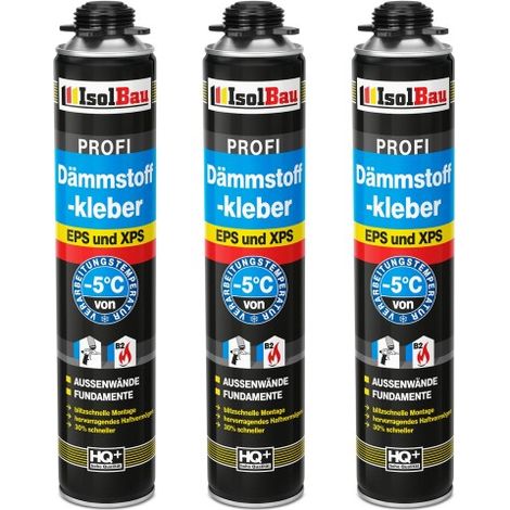 IsolBau Mousse adhésive pour polystyrène XPS EPS Dämmstoffkleber 3 x 750 ml (1/5)