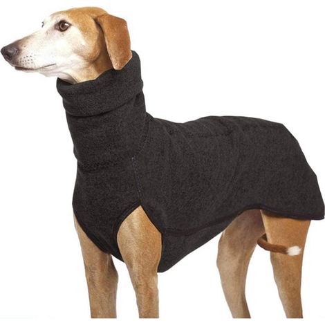 Pull pour Chien Manteau à col roulé en Polaire Gilet Pull Veste pour Chien Vêtements d'hiver pour Petits et Moyens Chiens Noir, L