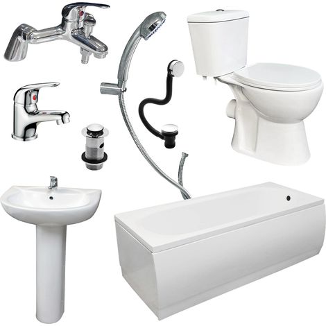 Gillian Rimless White Modern Style Complete Bath Suite Including Tap Set (1/5)