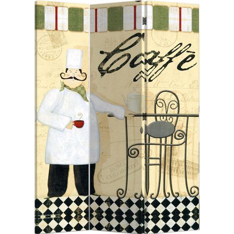 Paravento Separè 3 Pannelli 120x180cm Tela Stampata Tosini Caffè