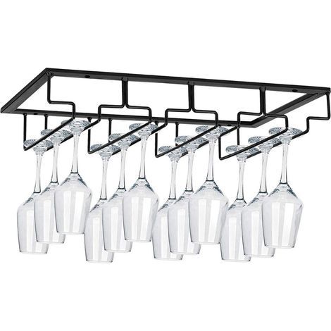 Getränkehalter mit 4 Schienen für 8–12 Weingläser – hält Gläser trocken, hängend oder an der Wand montiert, verchromter Weinglashalter, Casa Vino, Bar-Dekoration (4 Schienen) (1/5)
