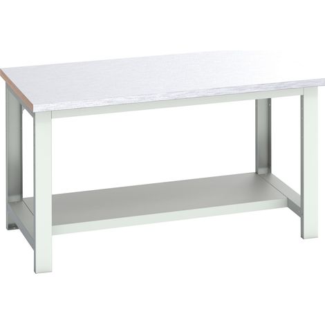 Bott 41004171.16V Cubio Bench with Half Shelf, Steel Clad Top 1500 x 900mm