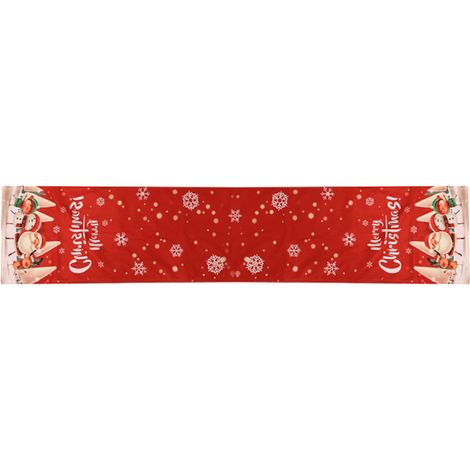 Nappe de table de Noël rouge motif Père Noël blanc bonhomme de neige, décoration festive pour fêtes en famille, thème Xmas (1/5)