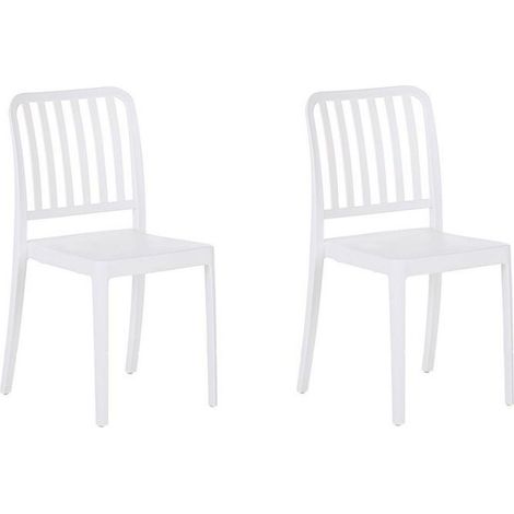 Set of 2 Garden Chairs SERSALE Synthetic Material White