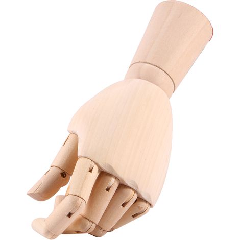 Modèle anatomique de main articulée en bois pour artistes et dessin, poupée d'art main gauche articulée (1/5)