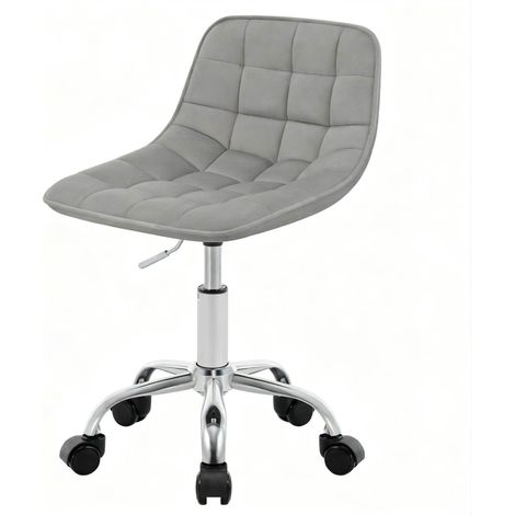 Sedia da ufficio girevole in velluto grigio chiaro con altezza regolabile e ruote MODENUIT (1/5)
