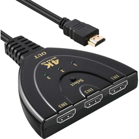 Switch HDMI 4K - Switch/splitter HDMI a 3 porte con cavo ad alta velocità, compatibile 4K (1/5)