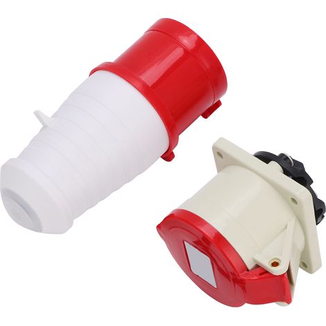 Ensemble de prises industrielles encastrées 3P+E, 4 broches, triphasé, étanche IP44, 32 A, 380 V-415 V