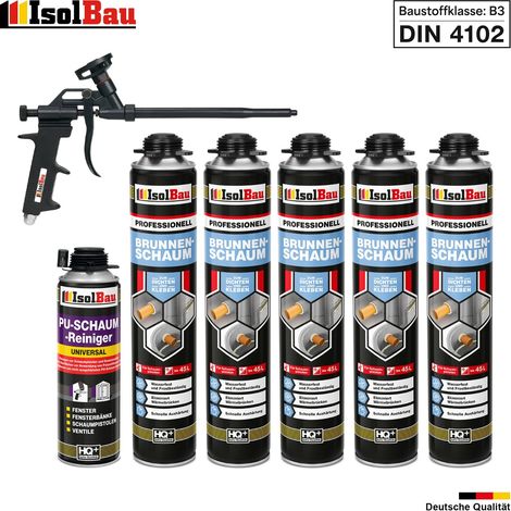 Brunnenschaum 5 x 750ml Bauschaum 1 x Reiniger Schaum Pistole Montageschaum (1/5)