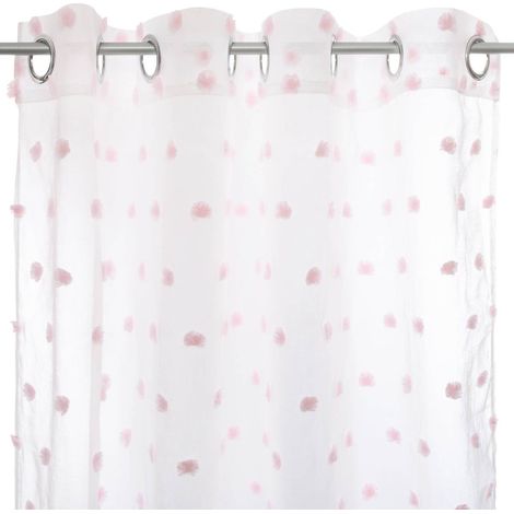 Atmosphera – Rideau enfant voilage rose 140 x 240 cm – 100% polyester – 8 œillets ronds argent – Lavable en machine à 30° (1/5)