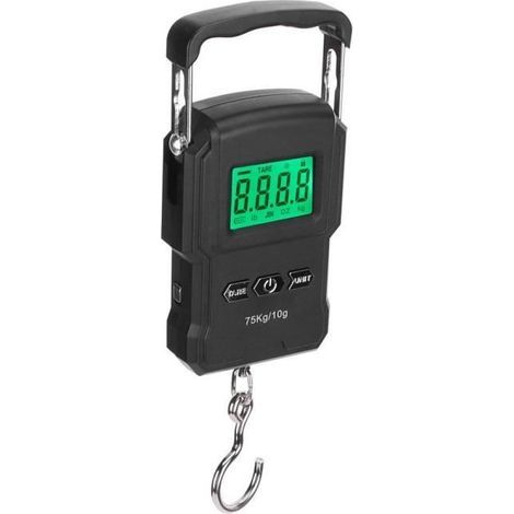 Portable Electronic Scale with Hanging Hook - ALOMEJOR - 75kg - Black - 1g Accuracy (1/4)