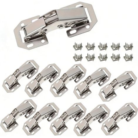 Lot de 20 charnières grenouilles de 3 pouces sans perçage, avec vis, charnières amortissantes pour armoires et placards, quincaillerie de meuble sans rainurage pour la maison (1/5)